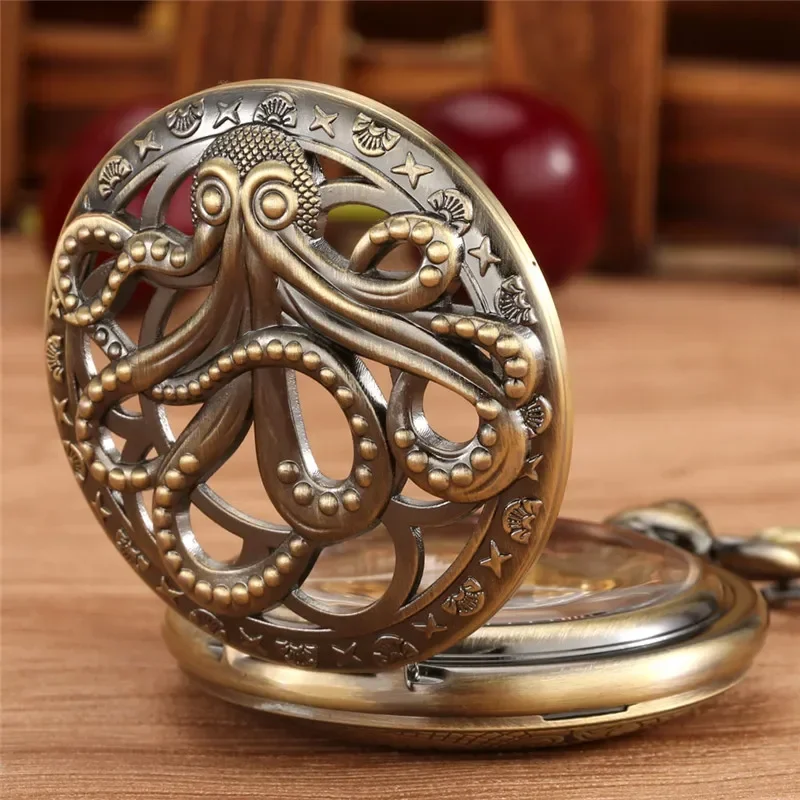 Pocket Watch Mechanical Skeleton Vintage - Vintage Octopus Design Men Women Mechanical