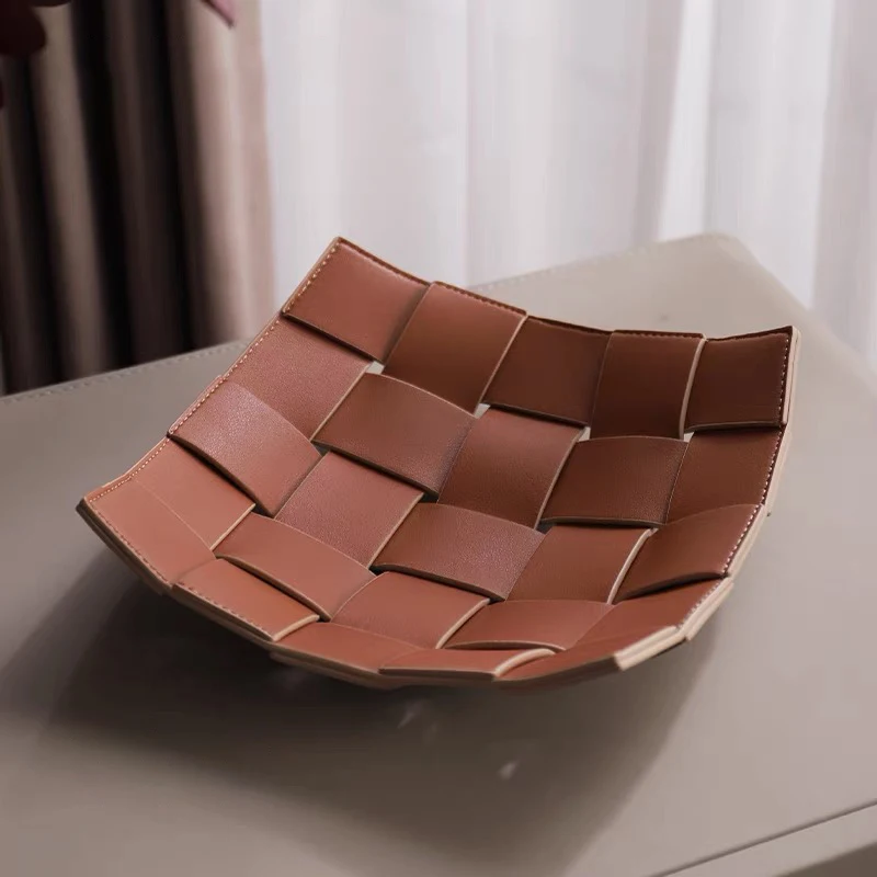 Valet Tray Nightstand Organizer Leather - Valet Tray PU Leather Key Bowl