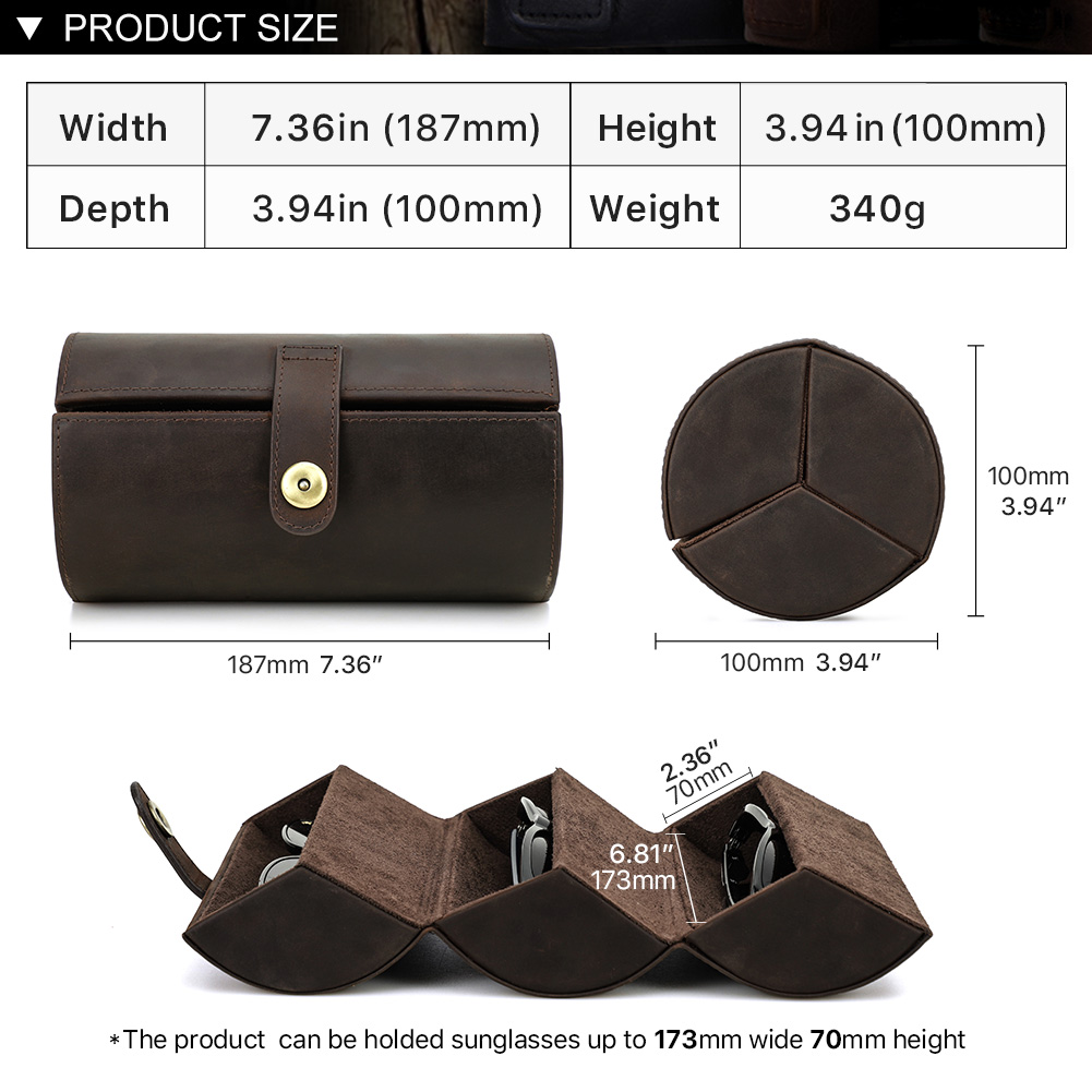 Vintage Luxury Genuine Leather - огляд і ціна Watch Travel Roll Case 3 Slots Leather