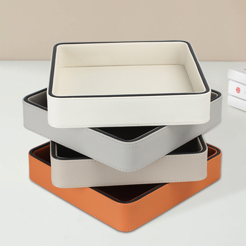 PU Leather Valet Tray Desktop  - огляд і ціна Valet Tray Nightstand Organizer Leather