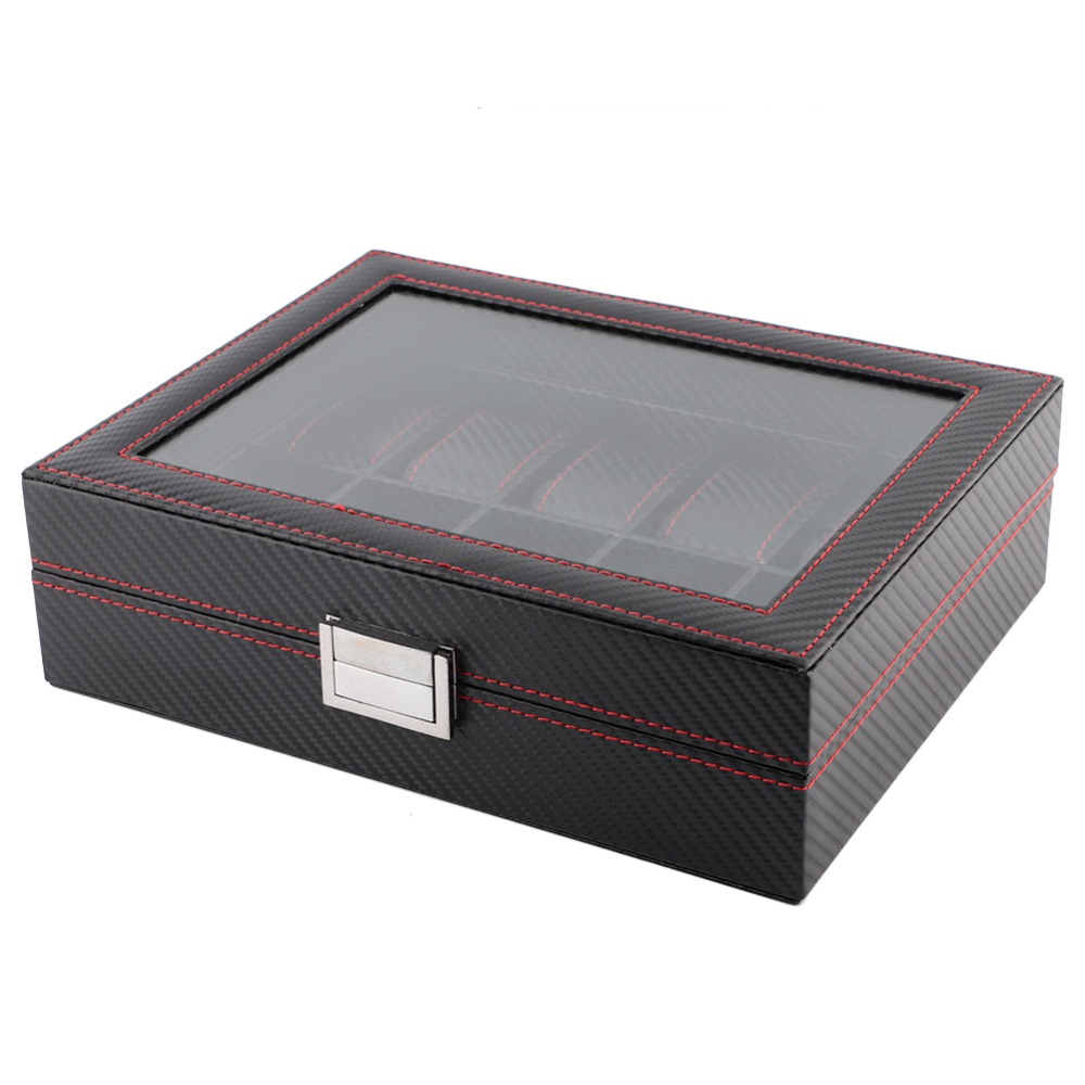 Carbon Fiber Texture Watch Box - огляд і ціна Watch Display Storage Box Carbon Fiber