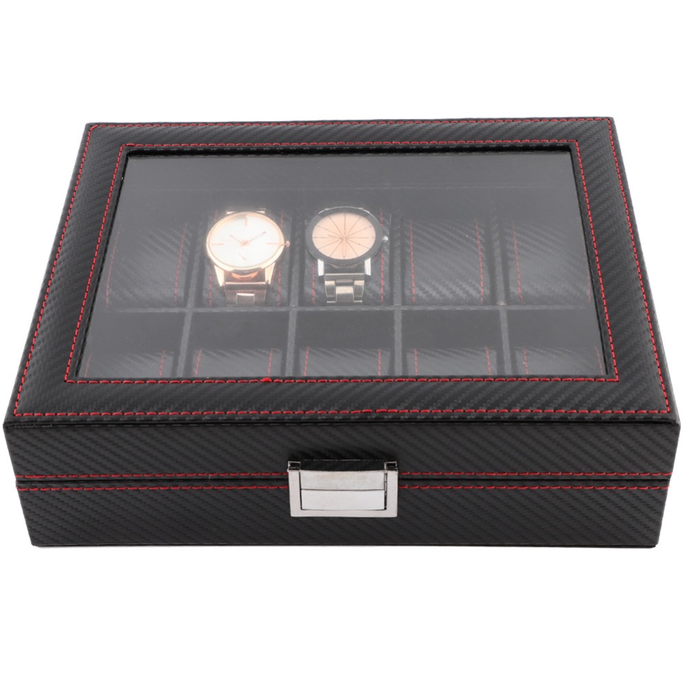 Carbon Fiber Texture Watch Box - огляд і ціна Watch Display Storage Box Carbon Fiber