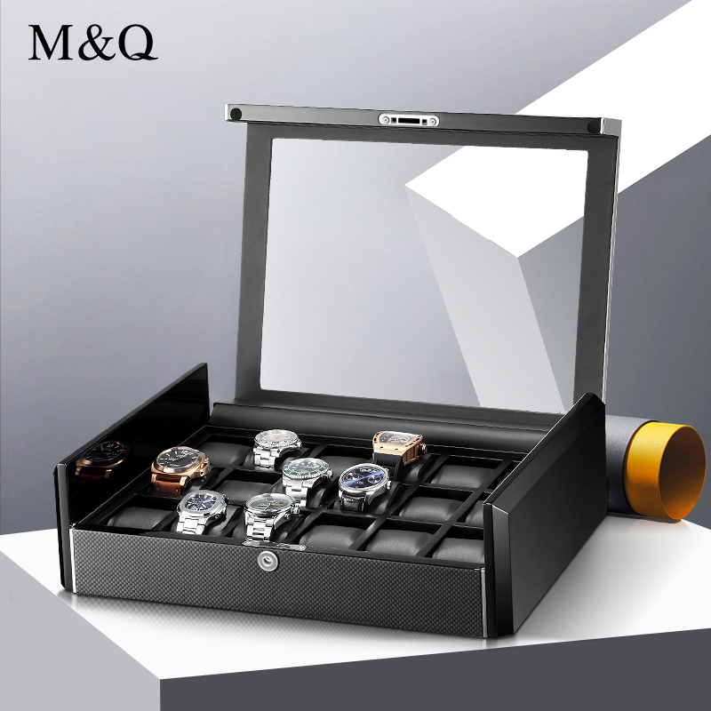 M&Q Men Carbon Fiber Watch Sto - огляд і ціна Watch Display Storage Box Carbon Fiber