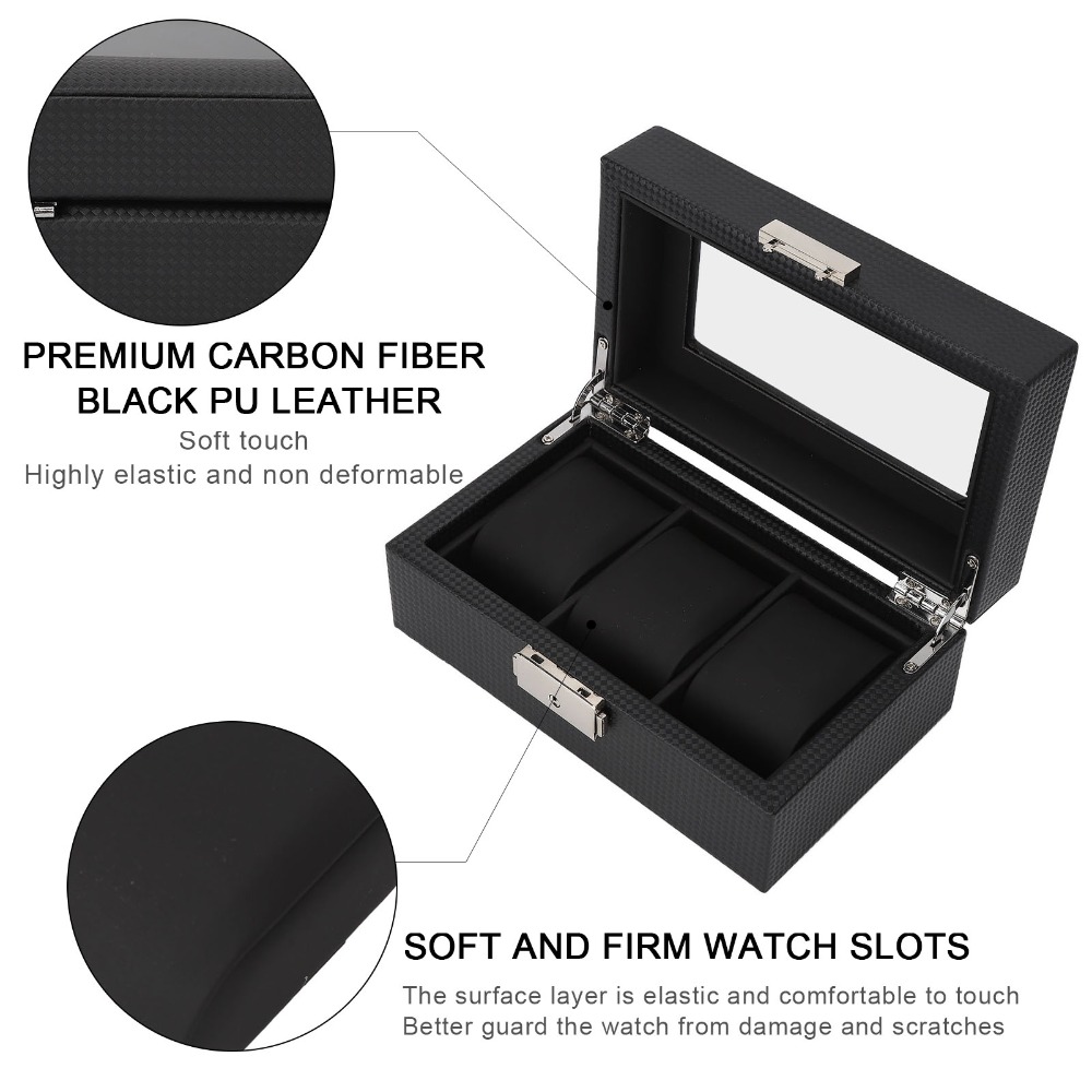 Protective Carbon Fiber Watch  - огляд і ціна Watch Display Storage Box Carbon Fiber
