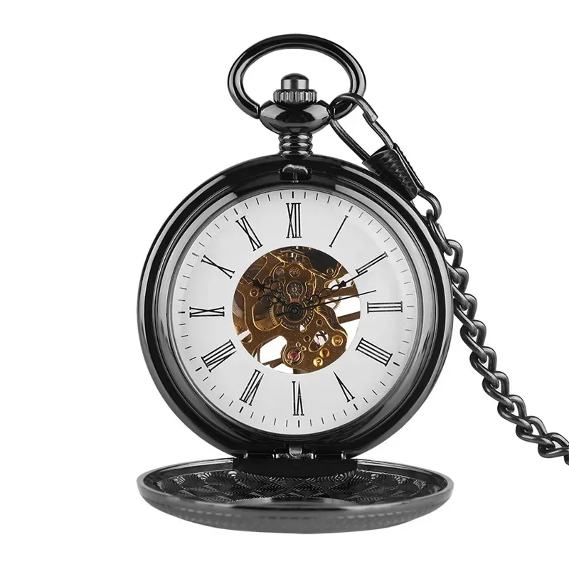Vintage Black Half Hunter Men  - огляд і ціна Pocket Watch Mechanical Skeleton Vintage