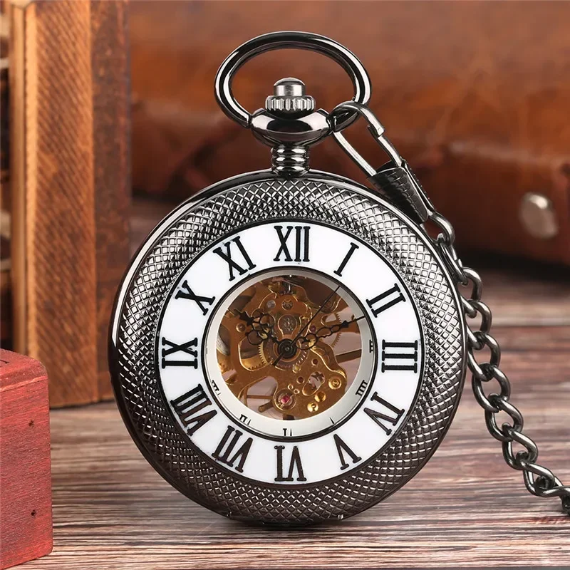 Vintage Black Half Hunter Men  - огляд і ціна Pocket Watch Mechanical Skeleton Vintage