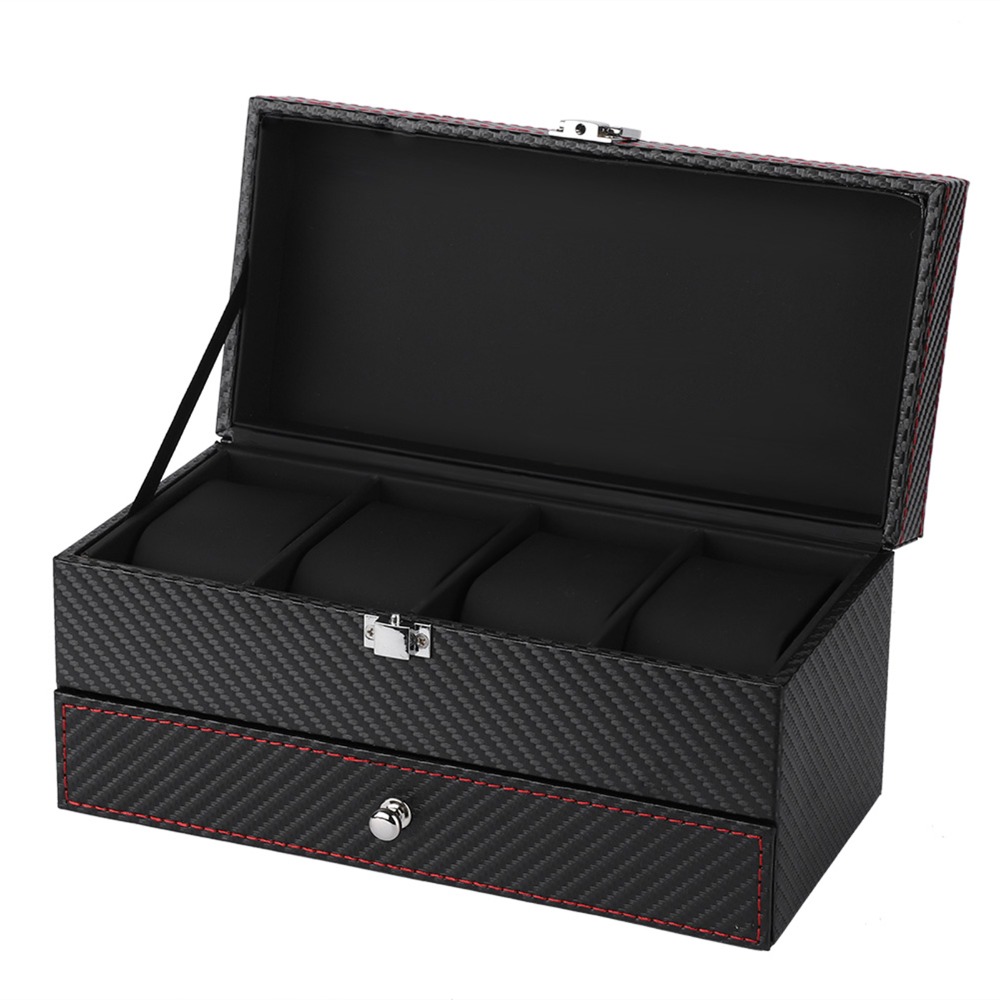 Portable Black Jewelry Organiz - огляд і ціна Watch Display Storage Box Carbon Fiber