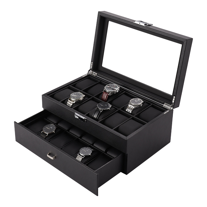 Luxury Watch Box Organizer Bla - огляд і ціна Watch Display Storage Box Carbon Fiber
