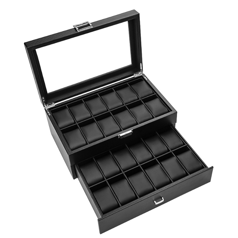 Luxury Watch Box Organizer Bla - огляд і ціна Watch Display Storage Box Carbon Fiber