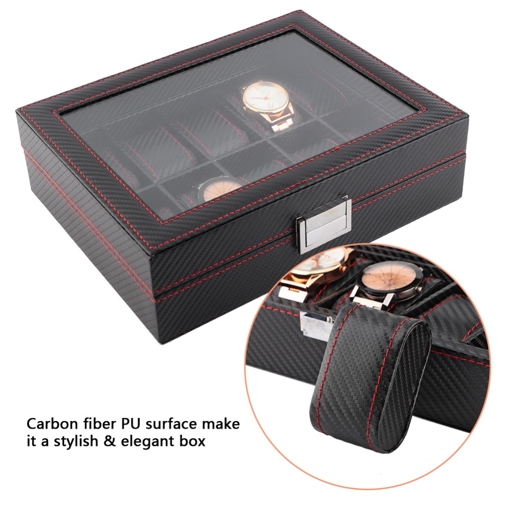 Carbon Fiber Texture Watch Box - огляд і ціна Watch Display Storage Box Carbon Fiber