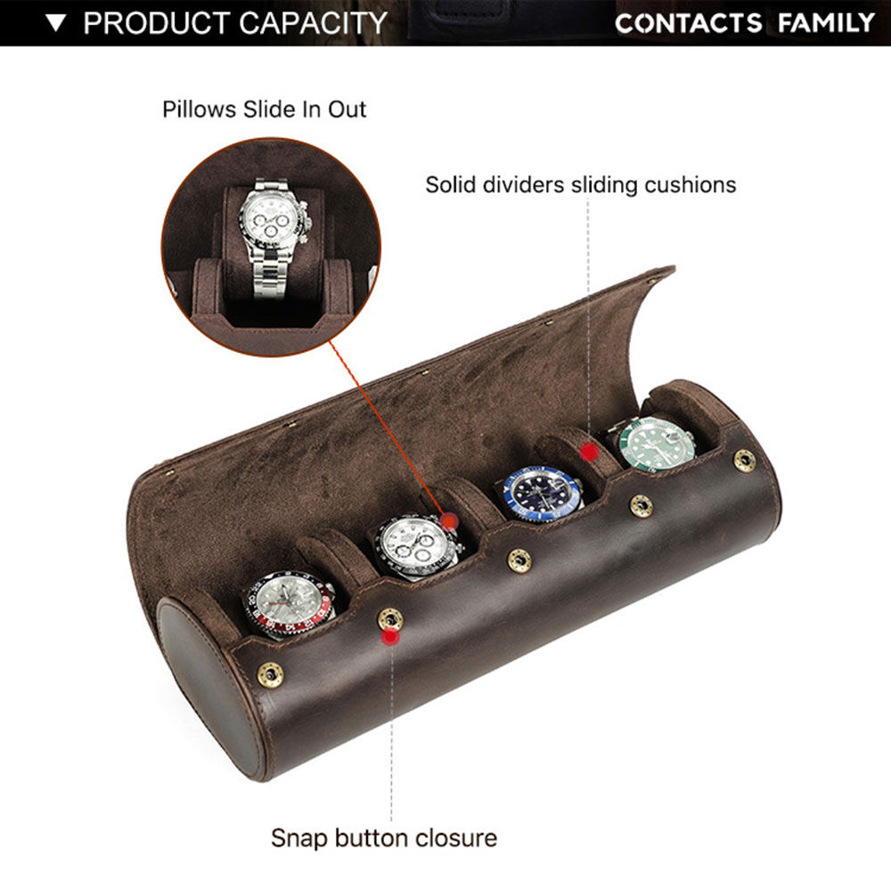 Vintage Genuine Leather 1/2/3/ - огляд і ціна Watch Travel Roll Case 3 Slots Leather