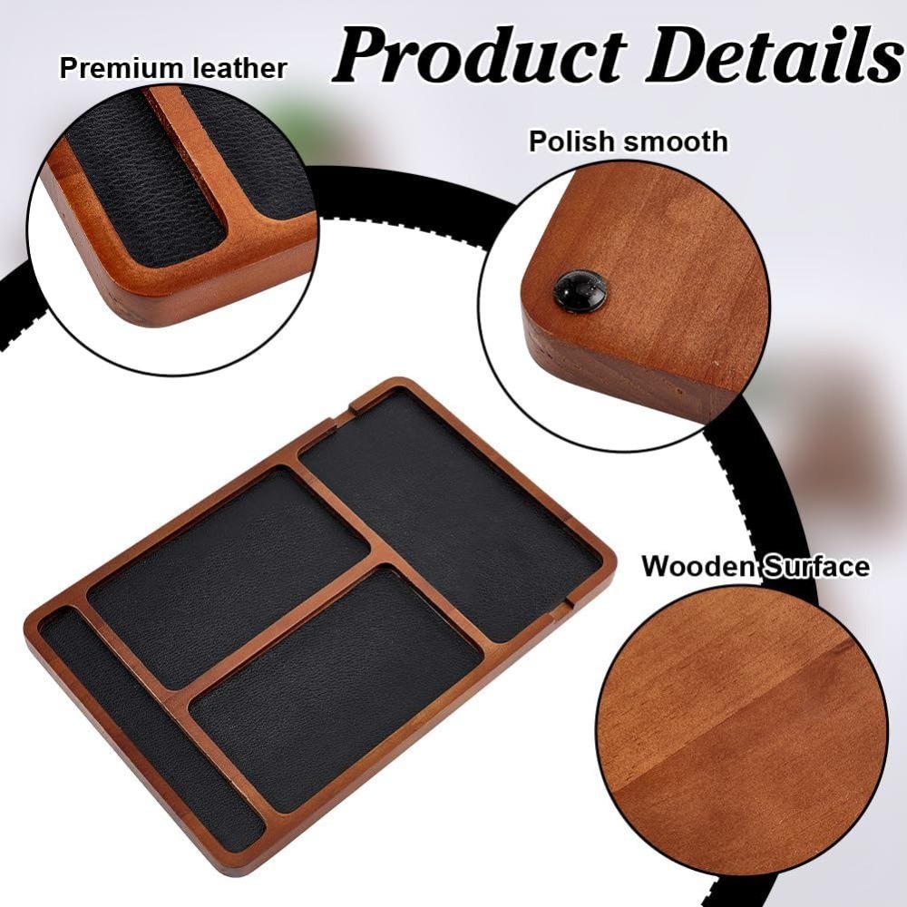 Wooden Valet Tray Nightstand O - огляд і ціна Valet Tray Nightstand Organizer Leather