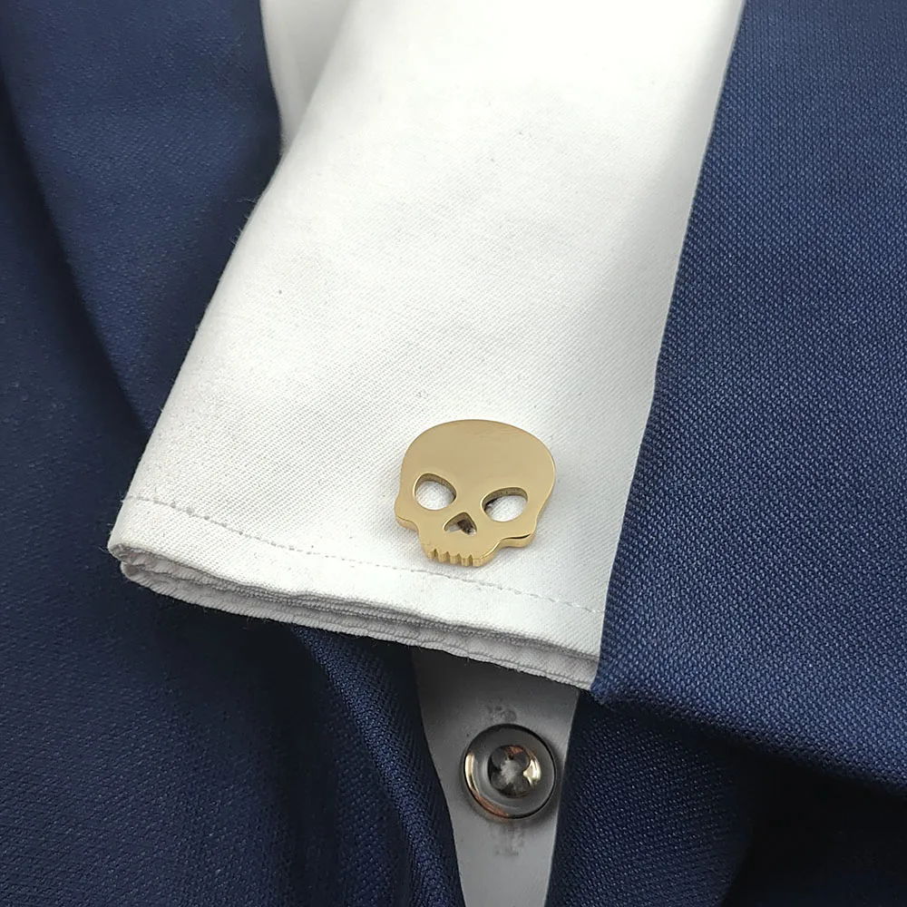 Halloween Skull 18k Gold-plate - огляд і ціна Cufflinks Men Stainless Steel Luxury