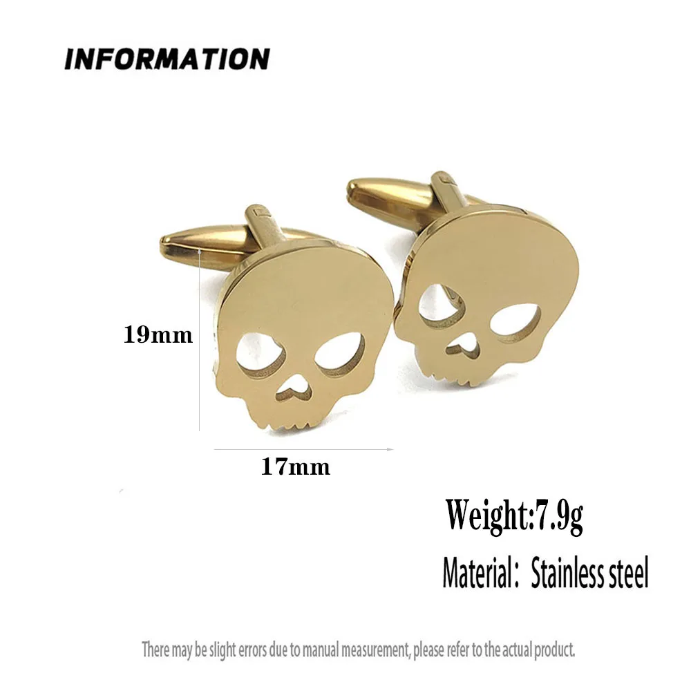 Halloween Skull 18k Gold-plate - огляд і ціна Cufflinks Men Stainless Steel Luxury