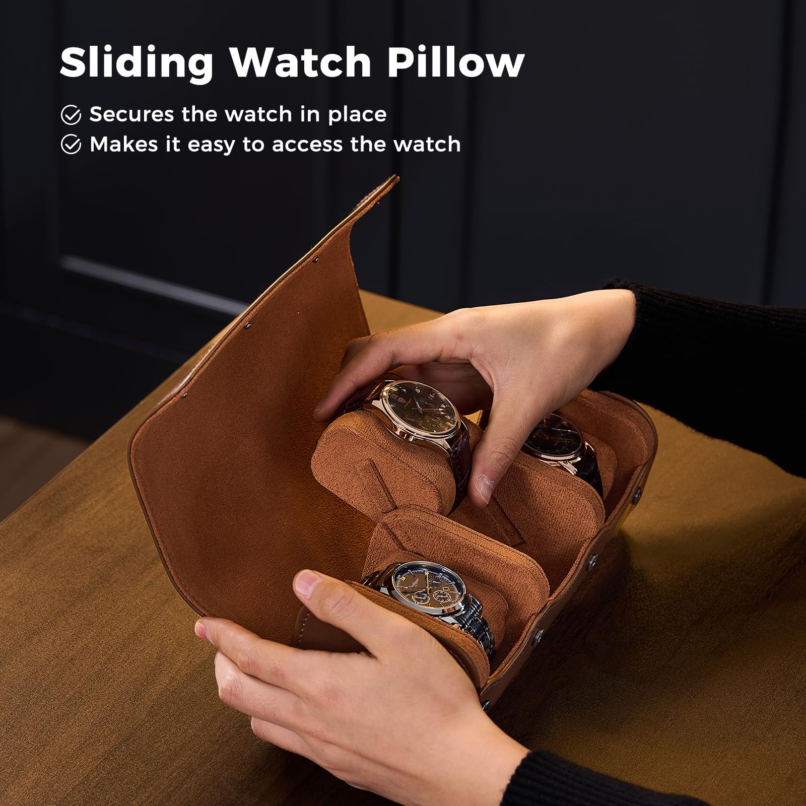 Luxury PU Leather Watch Case W - огляд і ціна Watch Travel Roll Case 3 Slots Leather