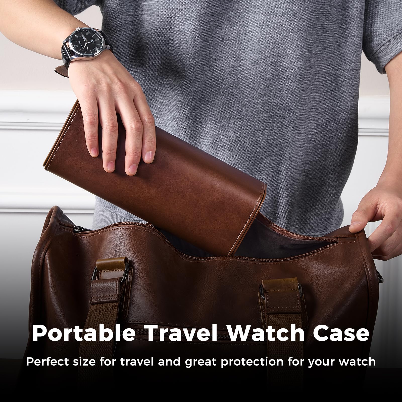 Luxury PU Leather Watch Case W - огляд і ціна Watch Travel Roll Case 3 Slots Leather