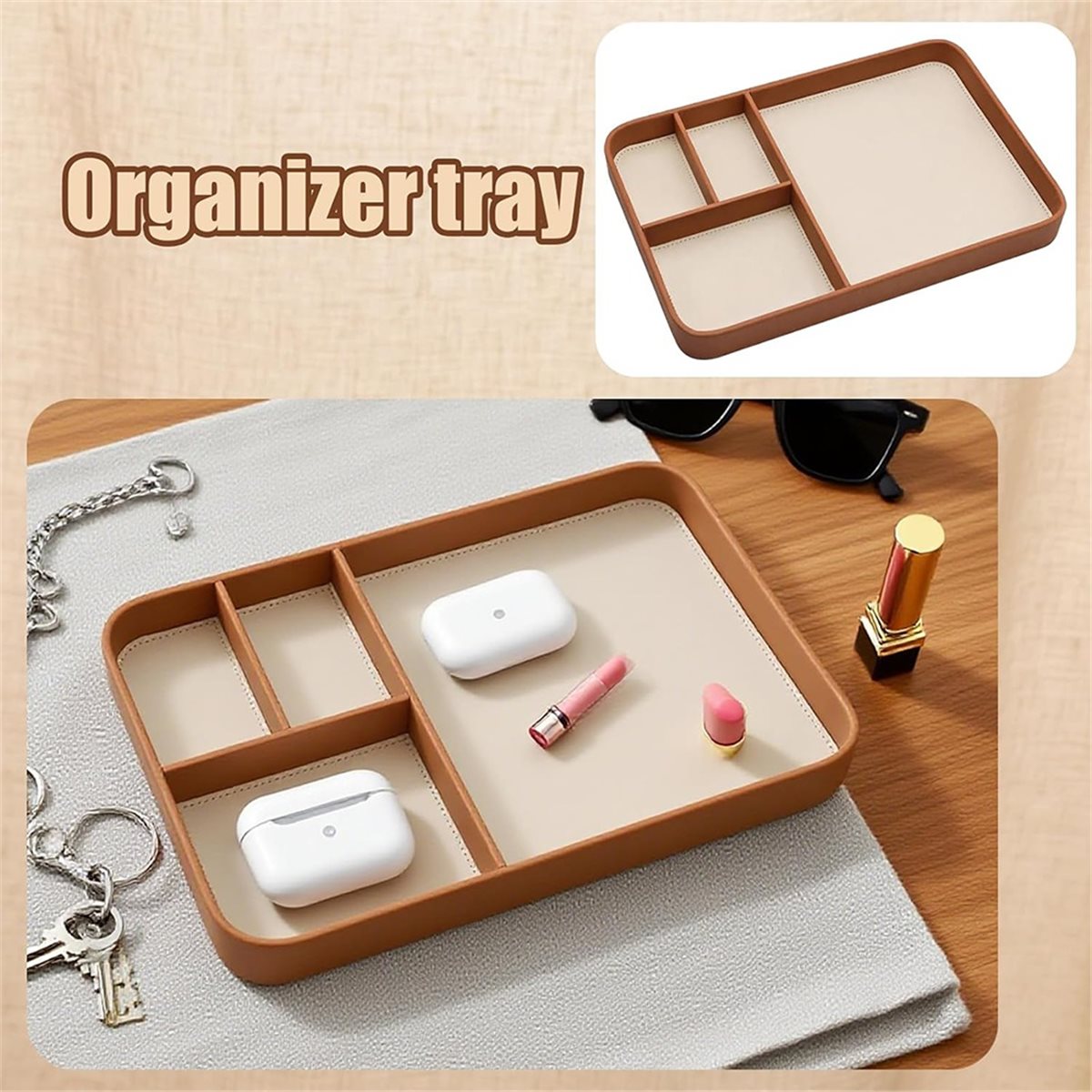 High Quality Men'S Vegan Leath - огляд і ціна Valet Tray Nightstand Organizer Leather