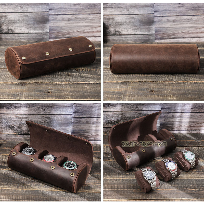 Genuine Cowhide Leather Watch  - огляд і ціна Watch Travel Roll Case 3 Slots Leather