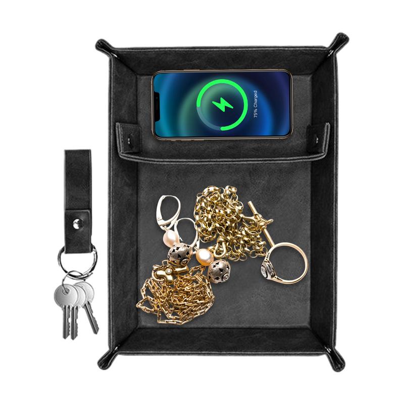 Leather Valet Tray For Men PU  - огляд і ціна Valet Tray Nightstand Organizer Leather