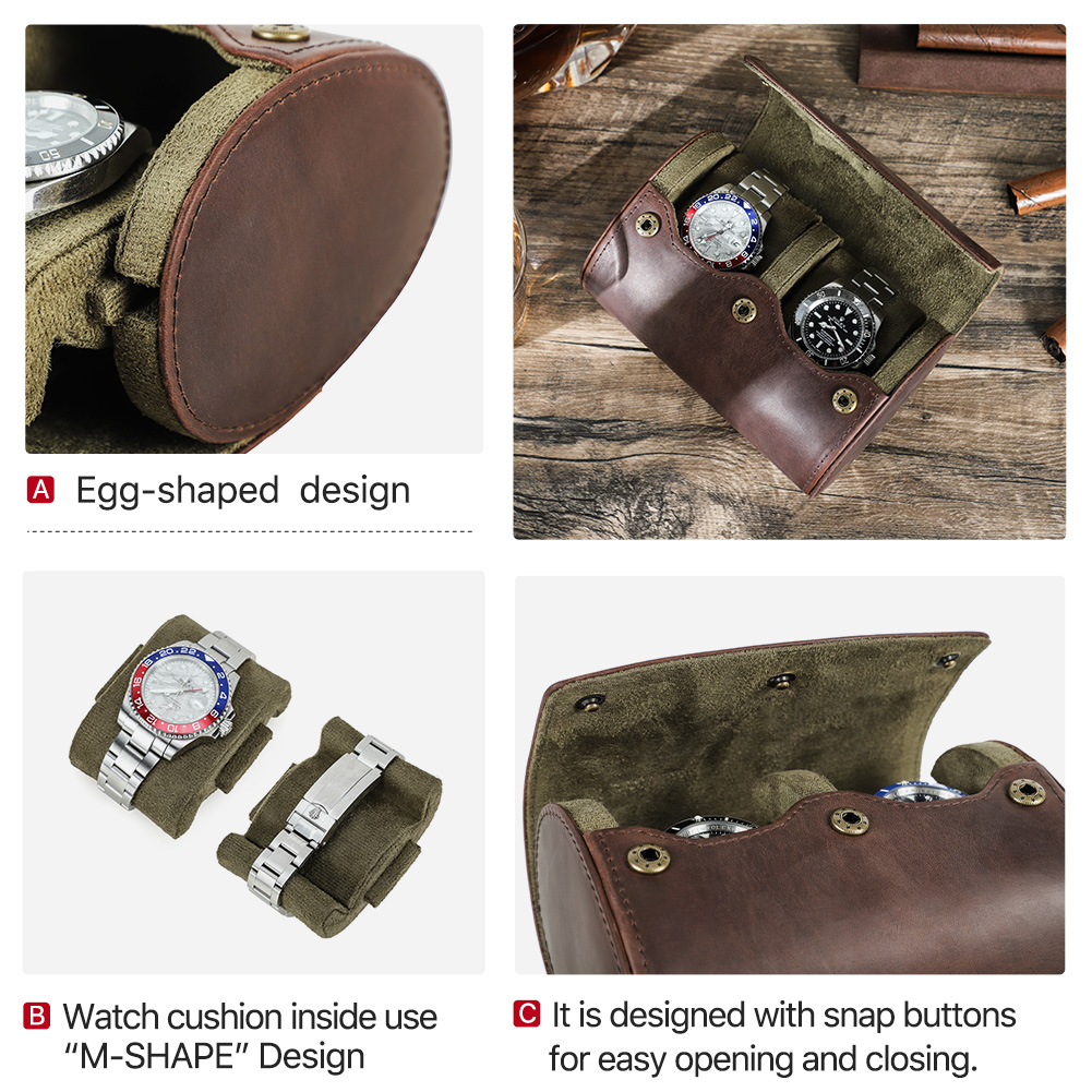 Vintage Genuine Leather Watch  - огляд і ціна Watch Travel Roll Case 3 Slots Leather