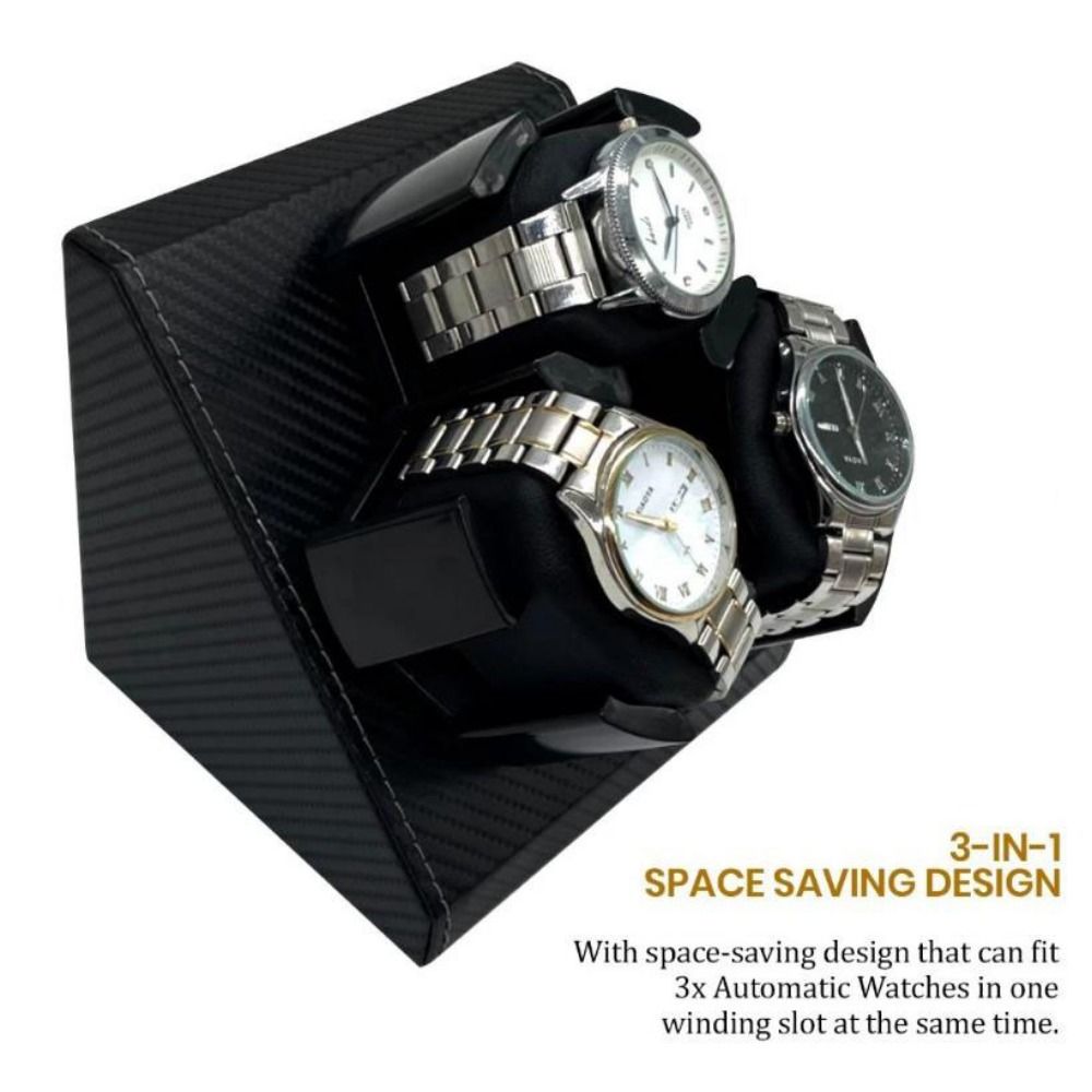 3-in-1 Automatic Watch Winder  - огляд і ціна Watch Display Storage Box Carbon Fiber