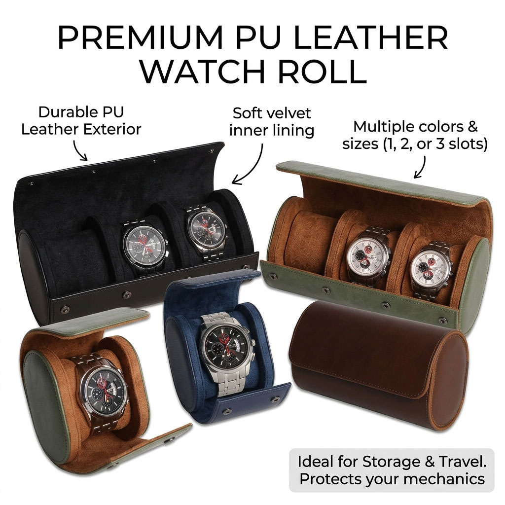 Watch Roll Travel Case 1 2 3 S - огляд і ціна Watch Travel Roll Case 3 Slots Leather