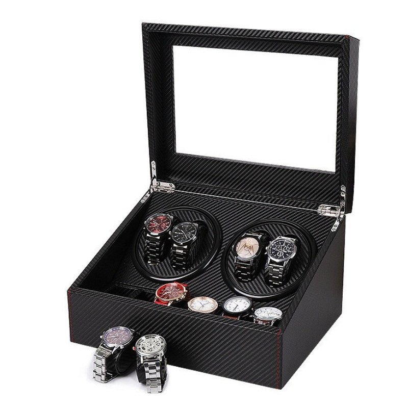 Leather Watch Winders 4 Slot M - огляд і ціна Watch Display Storage Box Carbon Fiber
