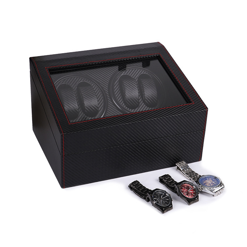 Leather Watch Winders 4 Slot M - огляд і ціна Watch Display Storage Box Carbon Fiber