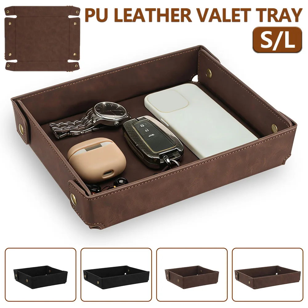 PU Leather Valet Tray Portable - огляд і ціна Valet Tray Nightstand Organizer Leather
