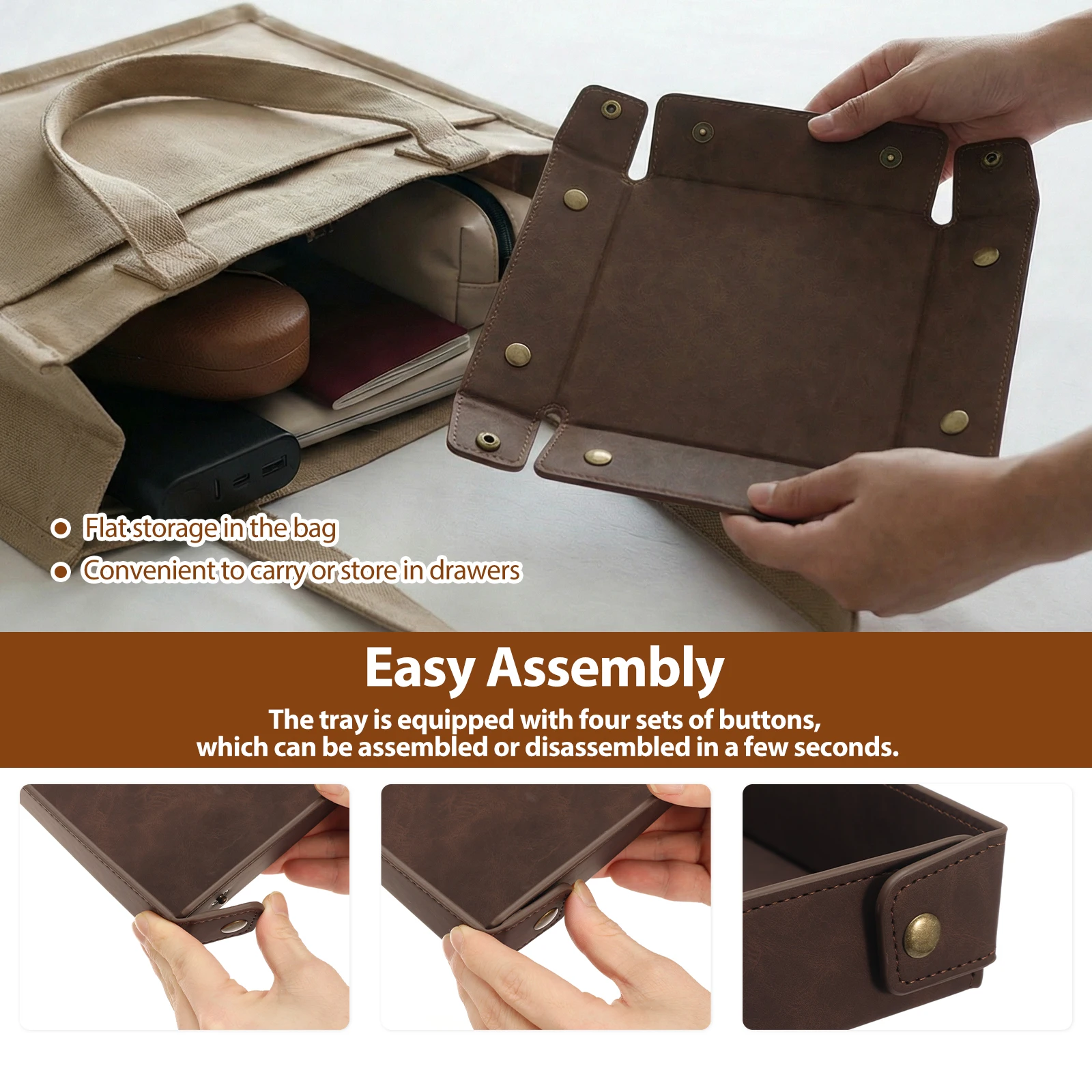 PU Leather Valet Tray Portable - огляд і ціна Valet Tray Nightstand Organizer Leather