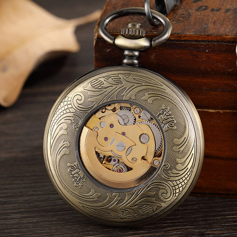 Vintage Bronze Skeleton Hand W - огляд і ціна Pocket Watch Mechanical Skeleton Vintage
