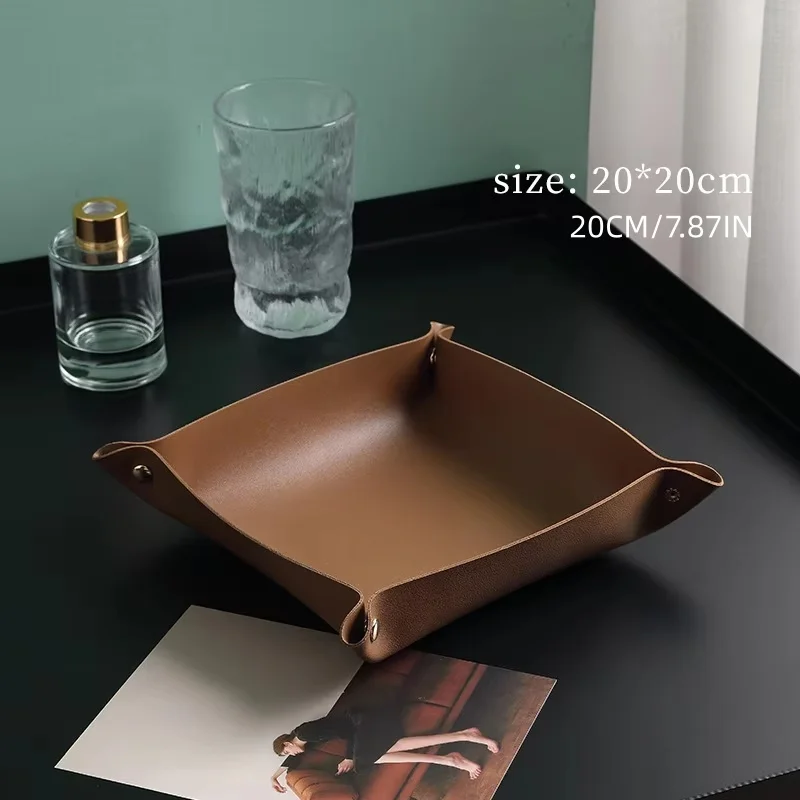 1PC 20x20CM Valet Tray Foldabl - огляд і ціна Valet Tray Nightstand Organizer Leather