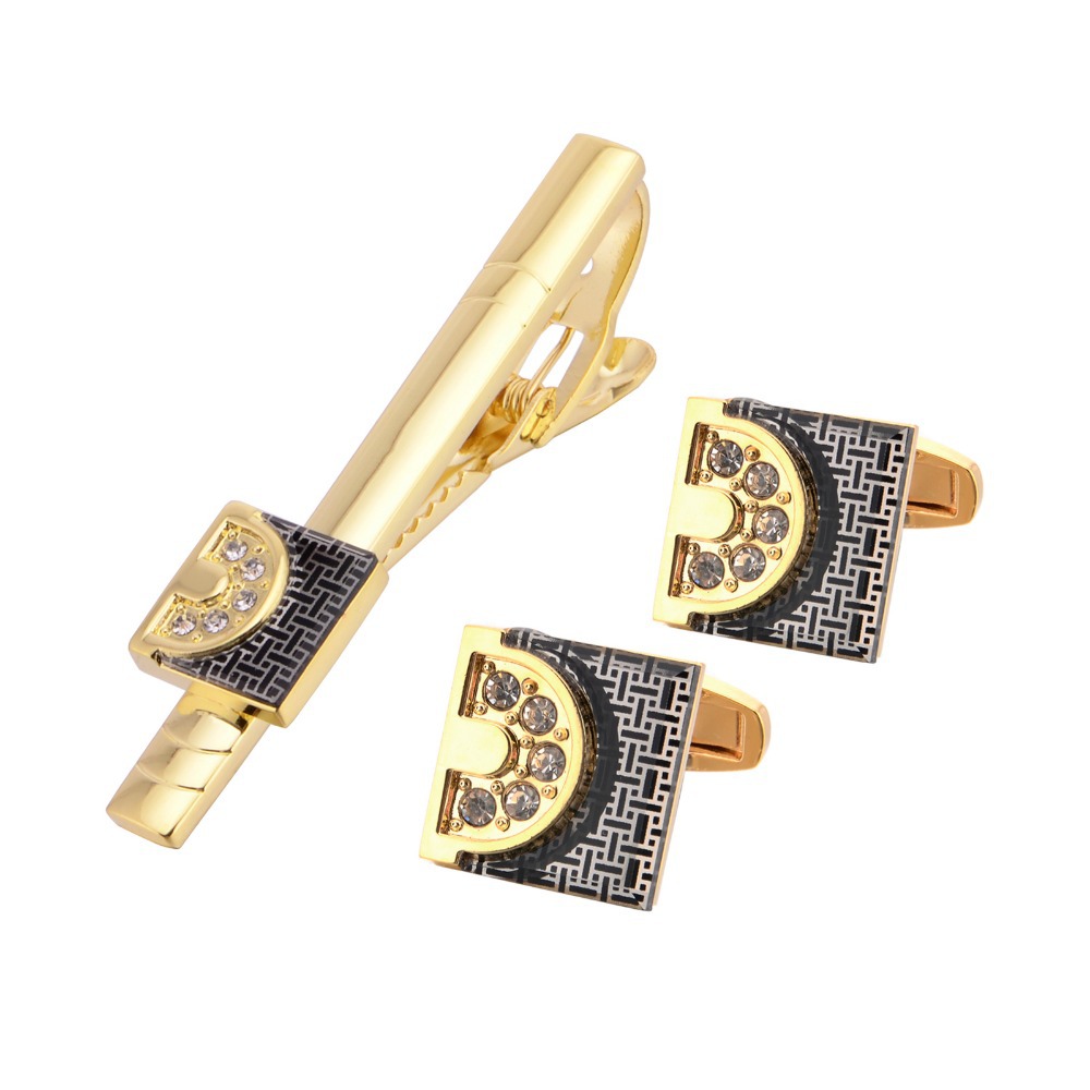Gold Tone Cufflinks Tie Bar Se - огляд і ціна Tie Clip Bar Set Stainless Steel