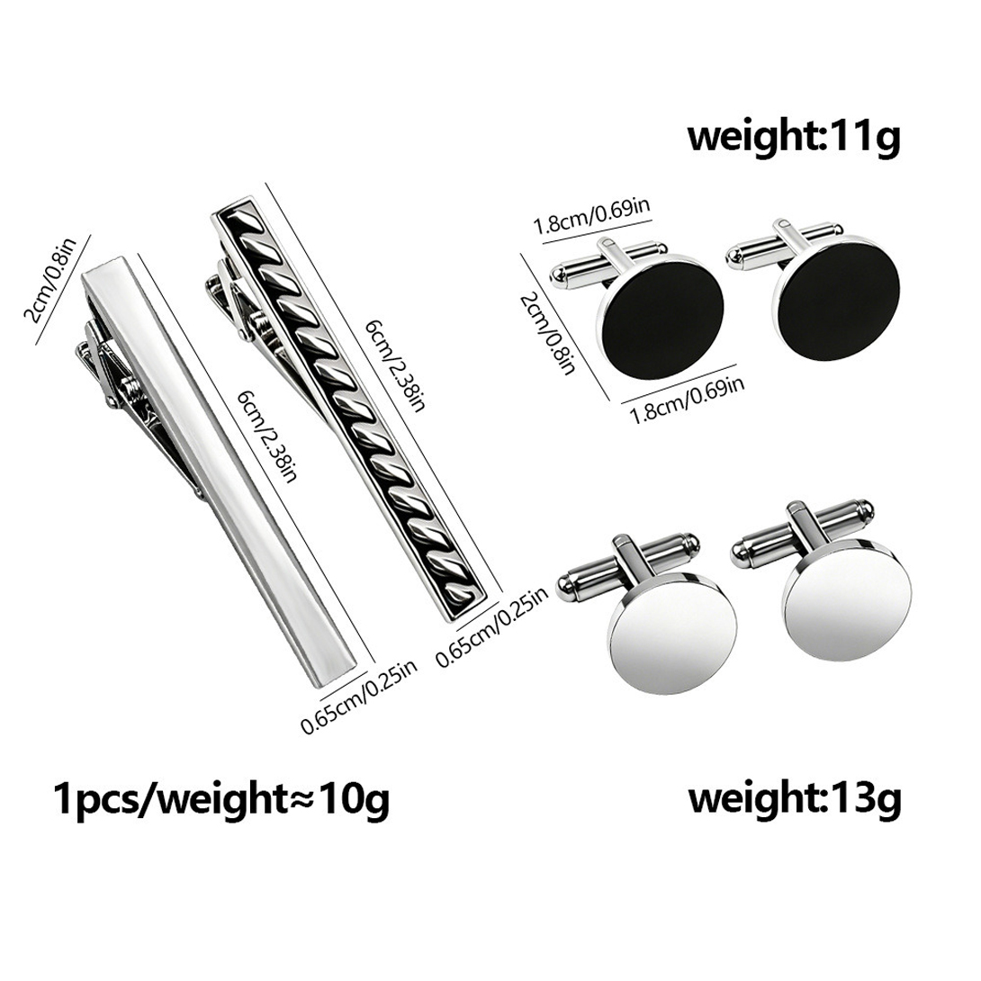 3 Sets Stainless Steel Round C - огляд і ціна Tie Clip Bar Set Stainless Steel