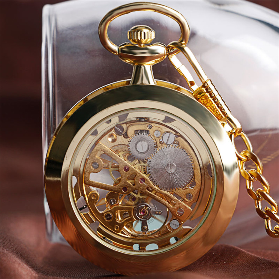 Transparent Open Face Hollow S - огляд і ціна Pocket Watch Mechanical Skeleton Vintage