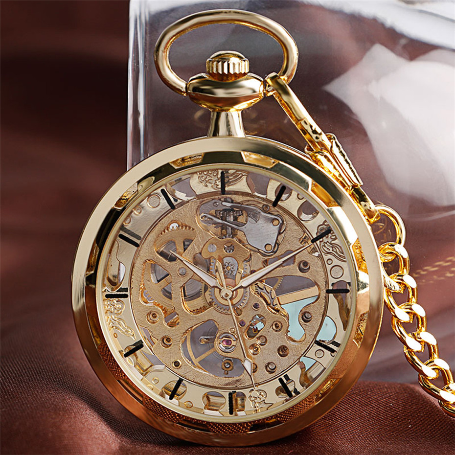 Transparent Open Face Hollow S - огляд і ціна Pocket Watch Mechanical Skeleton Vintage